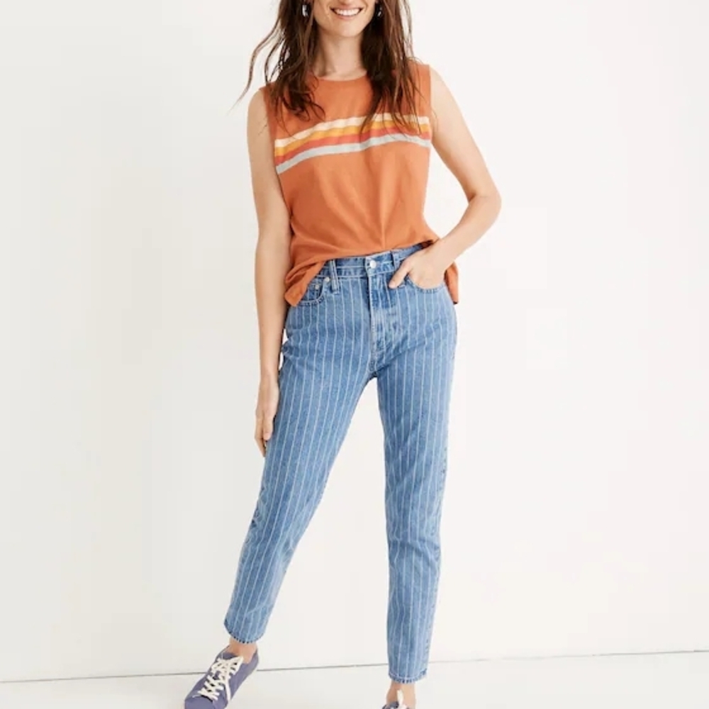 ❌SOLD❌Madewell Blue Striped Ankle Jeans